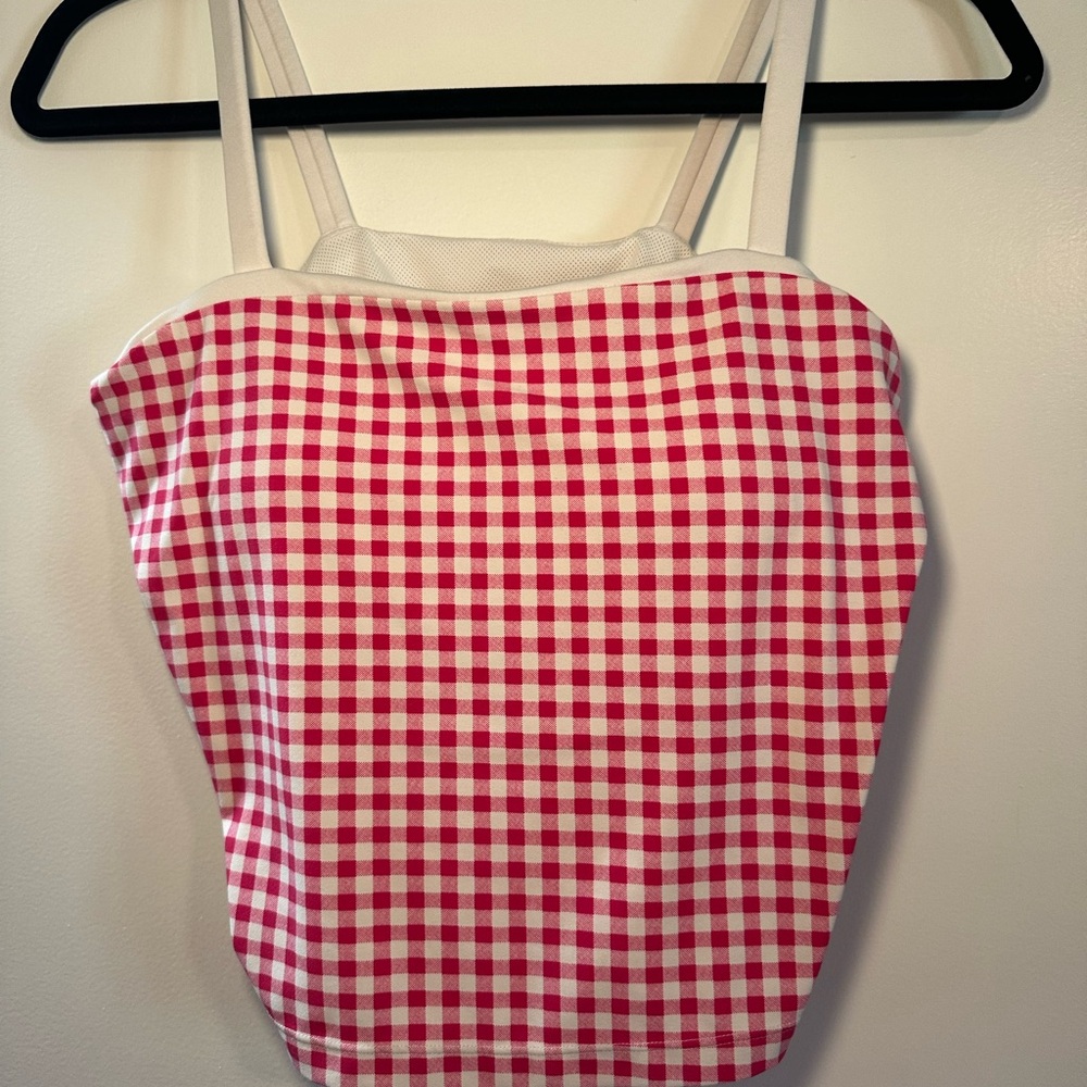 Pink Gingham Athletic Top